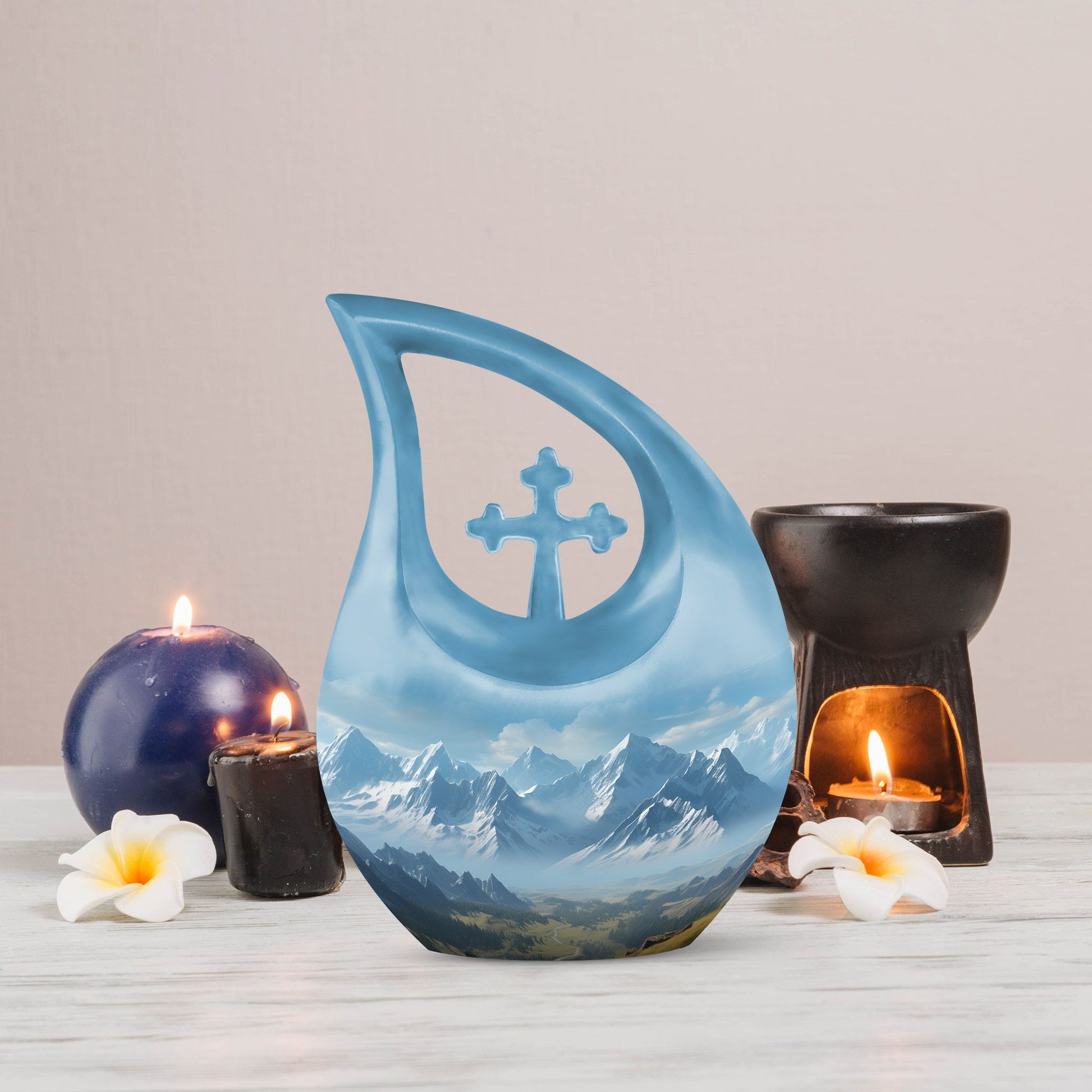 10-inch Wilderness Urn with Cross Drop