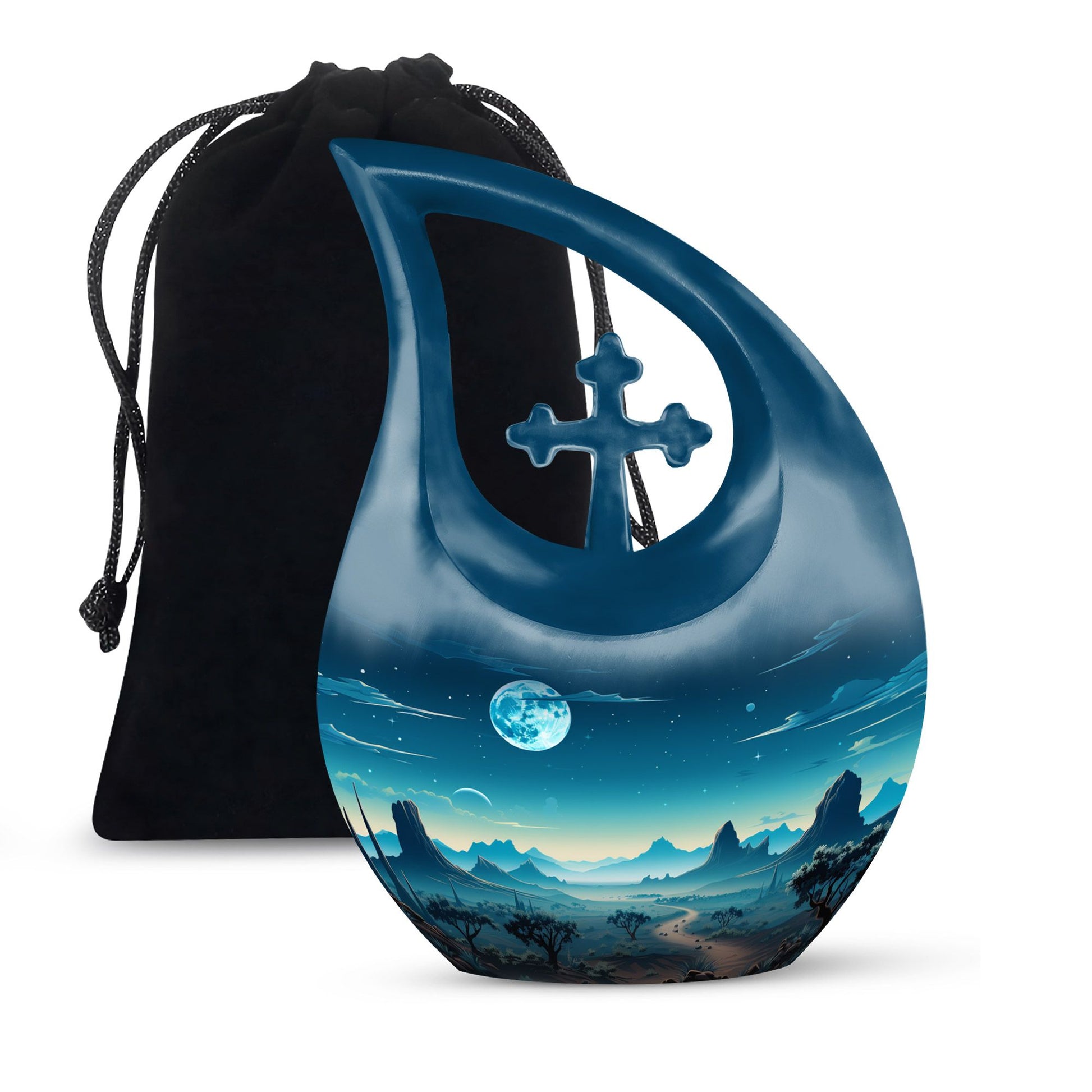 10 Inch Wilderness Urn with Cross Drop design