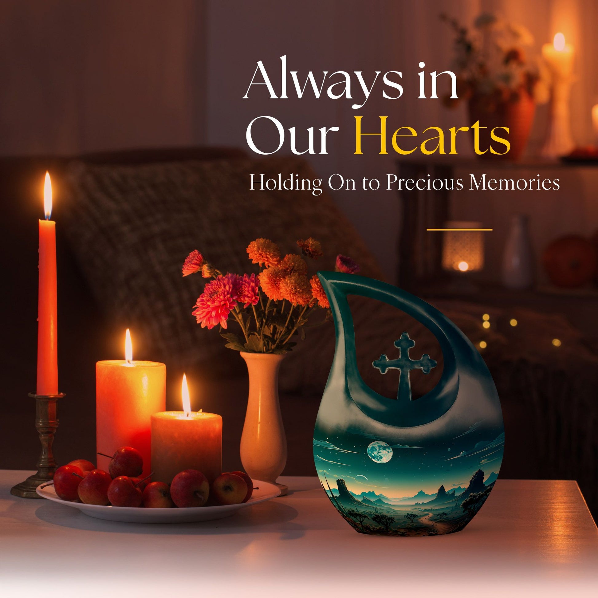10 Inch Wilderness Urn with Cross Drop design