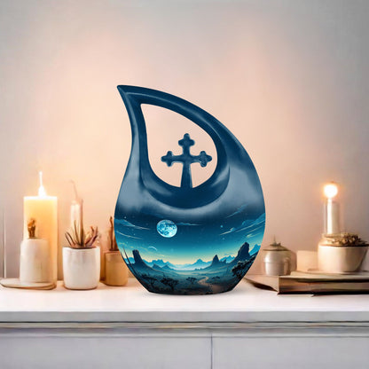 10 Inch Wilderness Urn with Cross Drop design