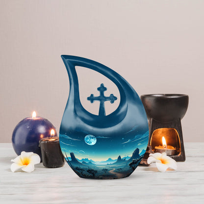 10 Inch Wilderness Urn with Cross Drop design