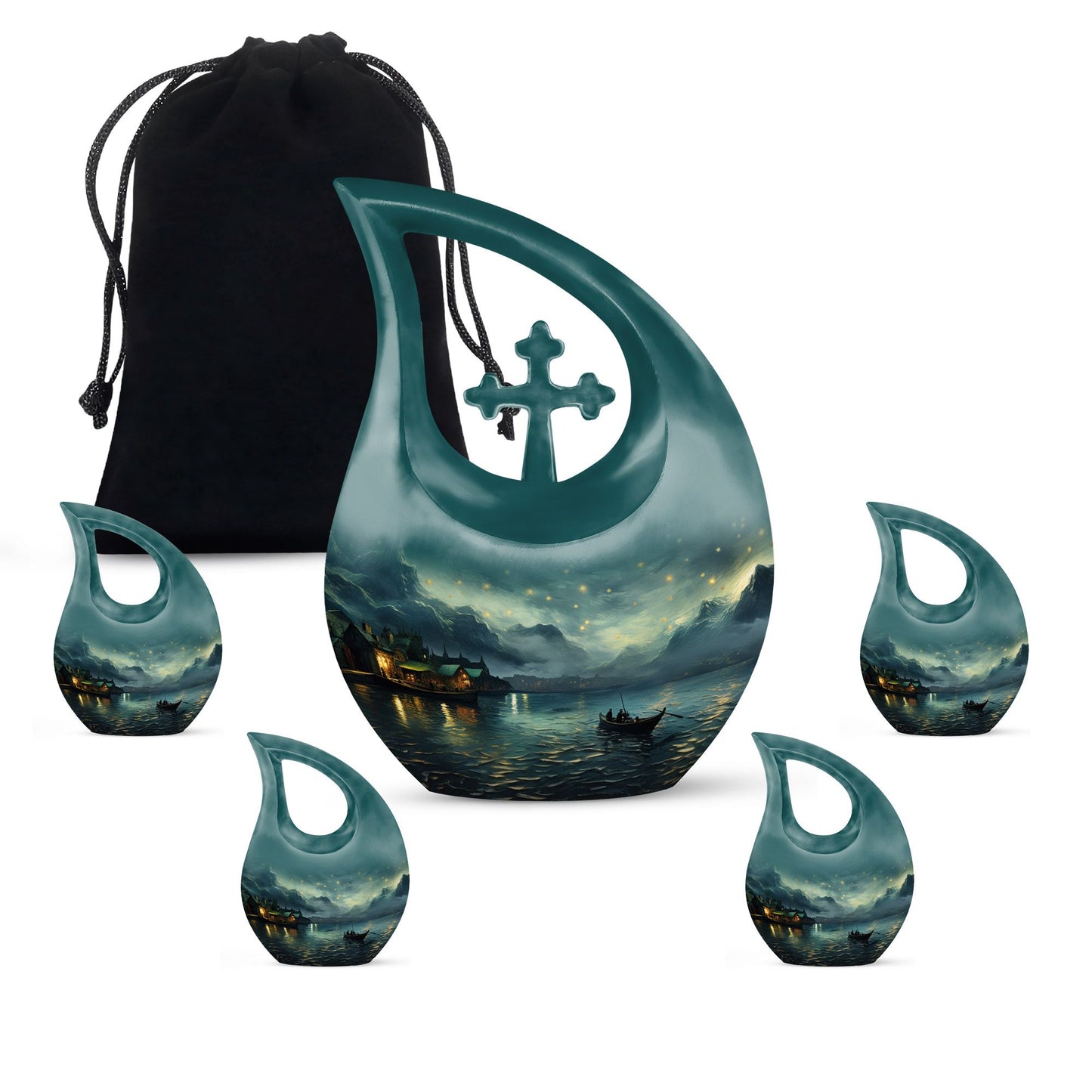 10-Inch Wilderness Urn with Cross Drop design