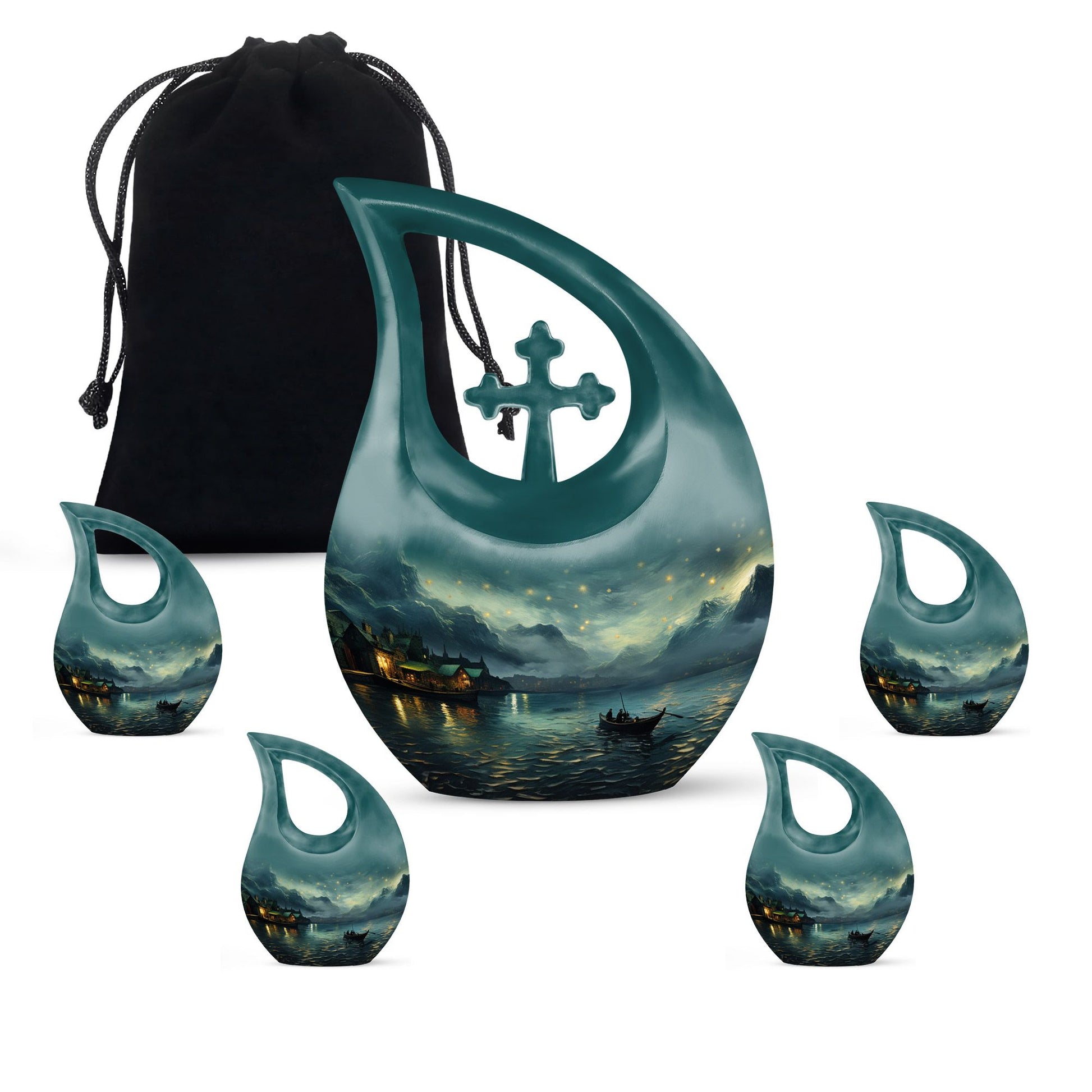 10-Inch Wilderness Urn with Cross Drop design
