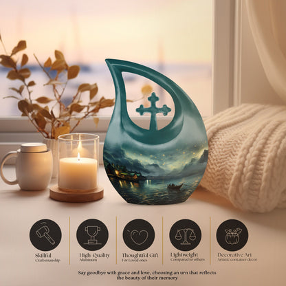 10-Inch Wilderness Urn with Cross Drop design