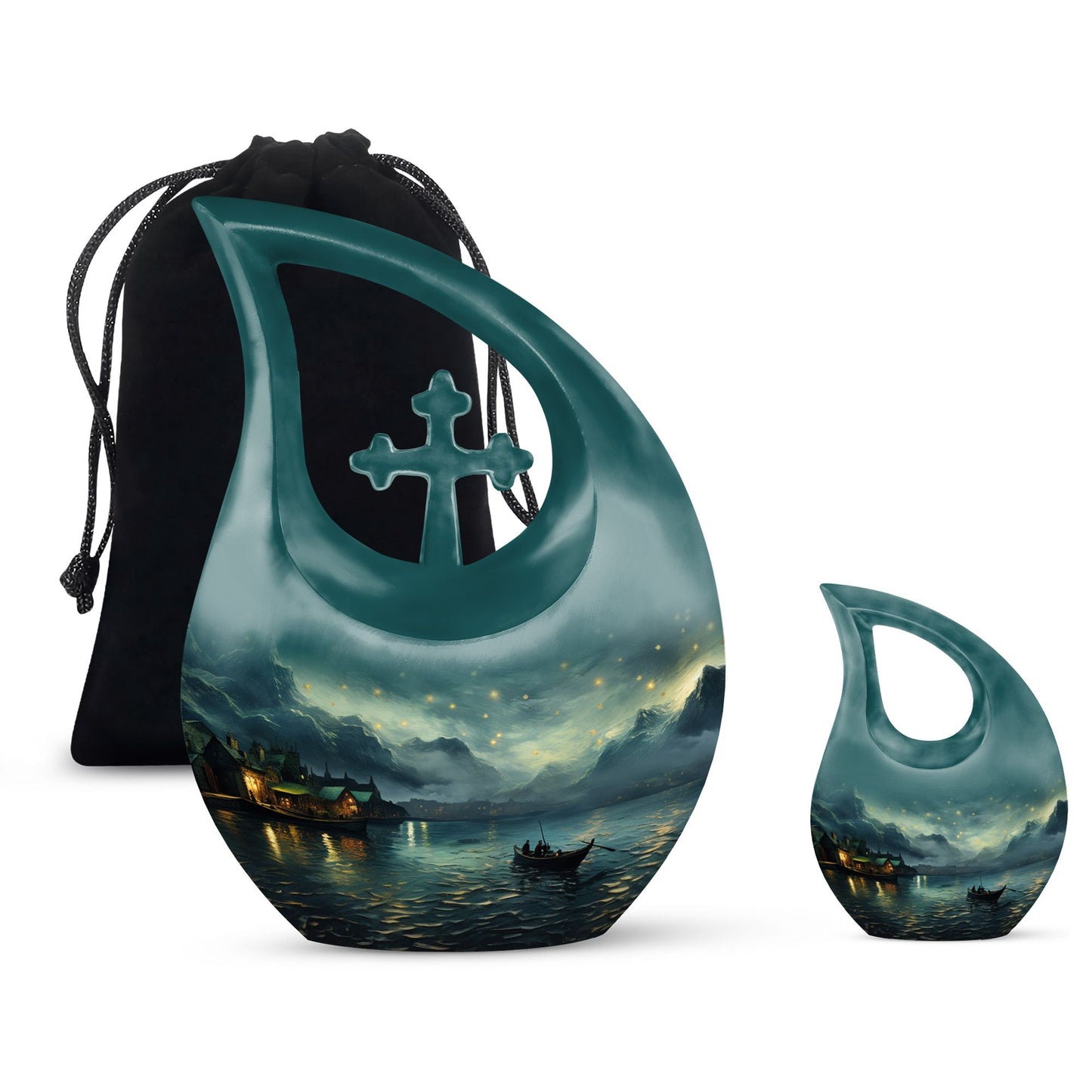 10-Inch Wilderness Urn with Cross Drop design