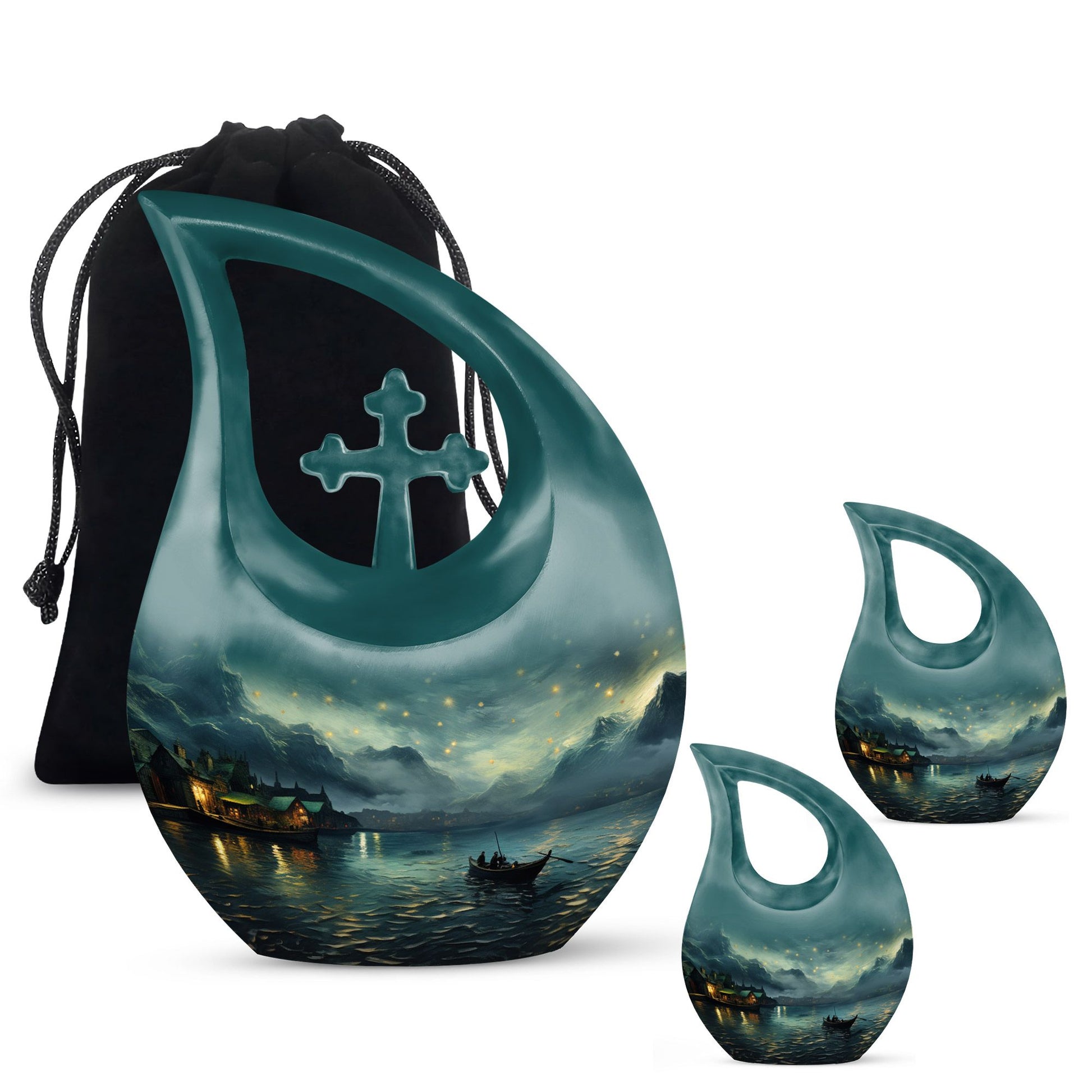 10-Inch Wilderness Urn with Cross Drop design