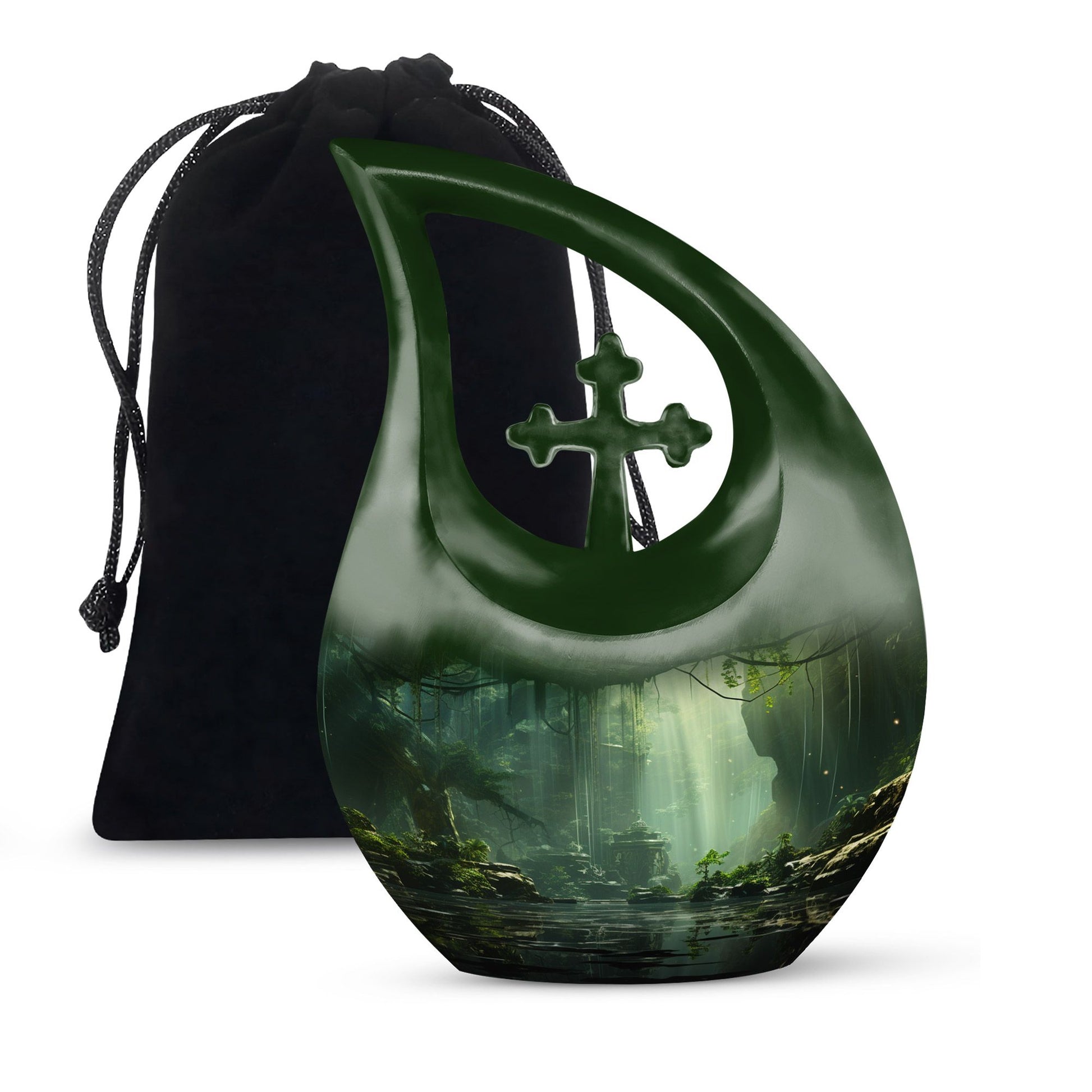 10-inch Wilderness Urn with Cross Drop design, 
