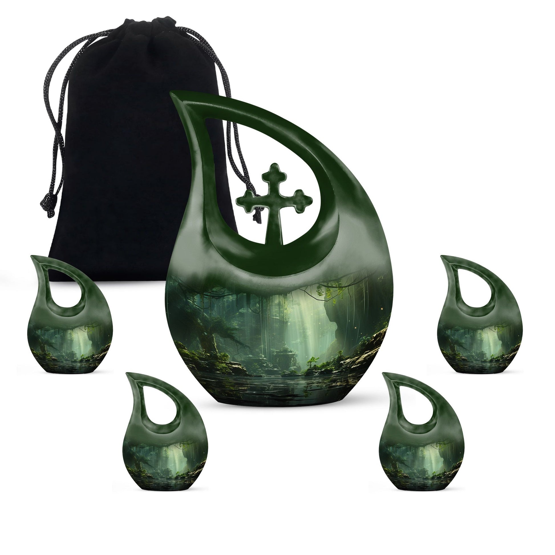 10-inch Wilderness Urn with Cross Drop design, 