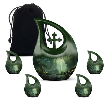 10-inch Wilderness Urn with Cross Drop design, 