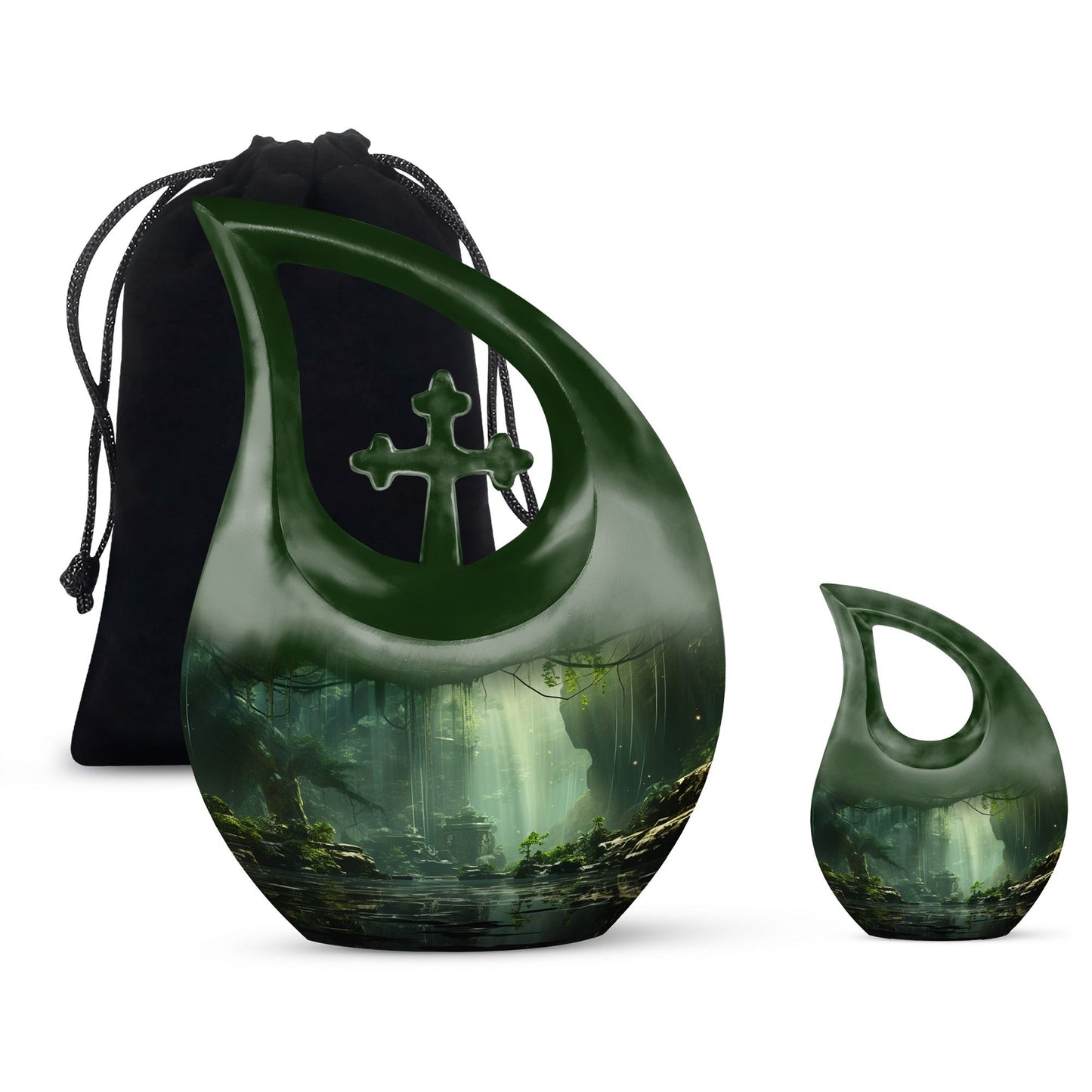 10-inch Wilderness Urn with Cross Drop design, 