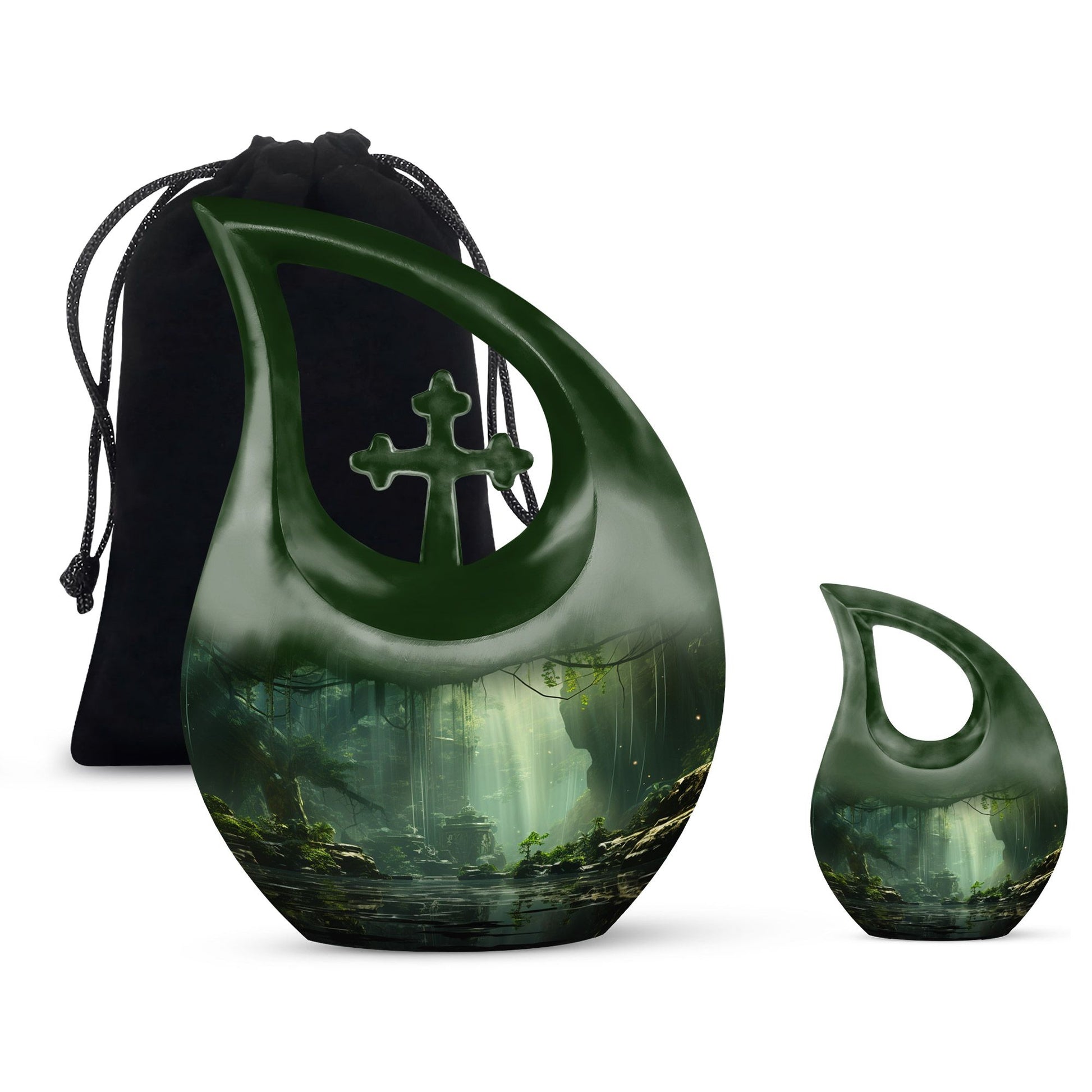 10-inch Wilderness Urn with Cross Drop design, 