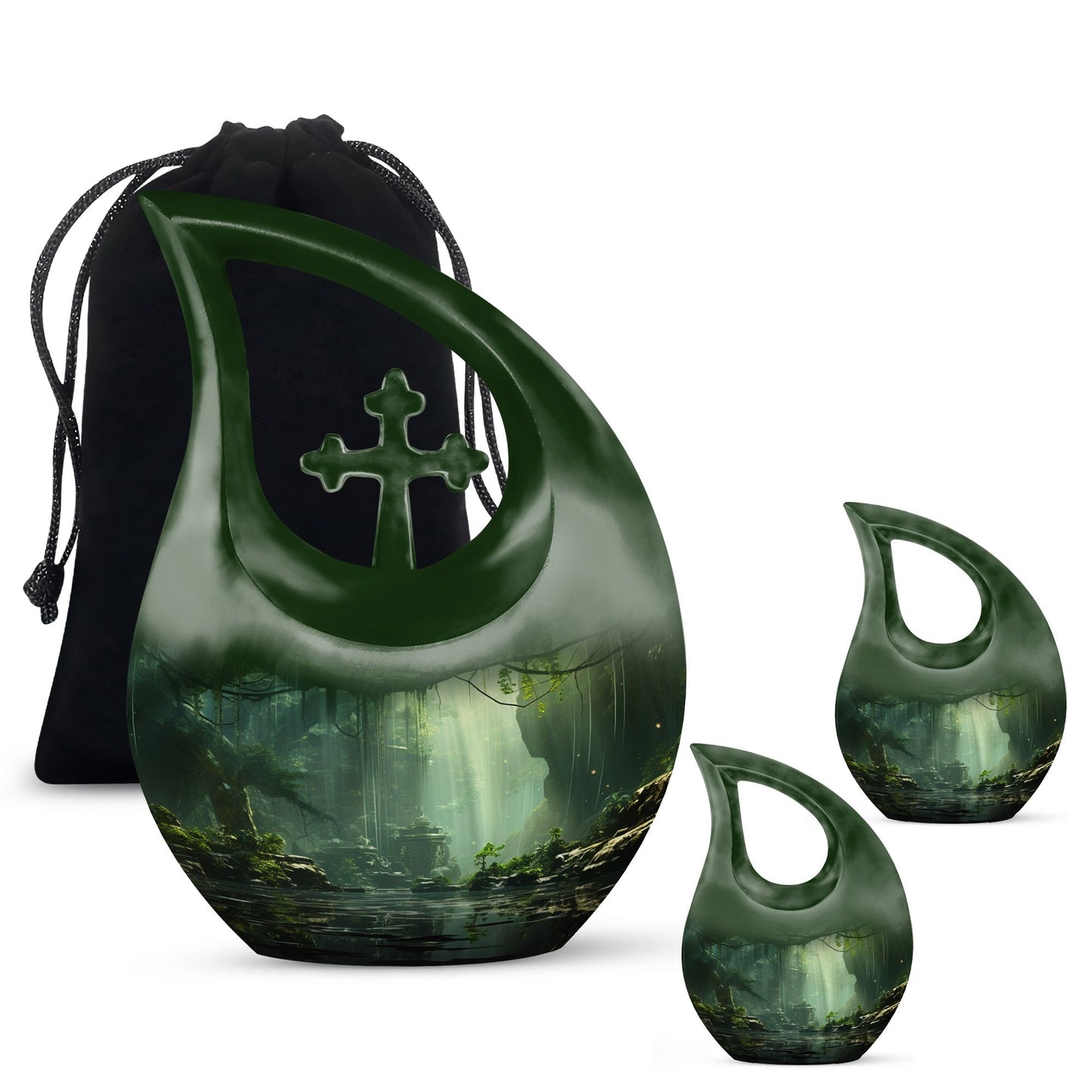 10-inch Wilderness Urn with Cross Drop design, 