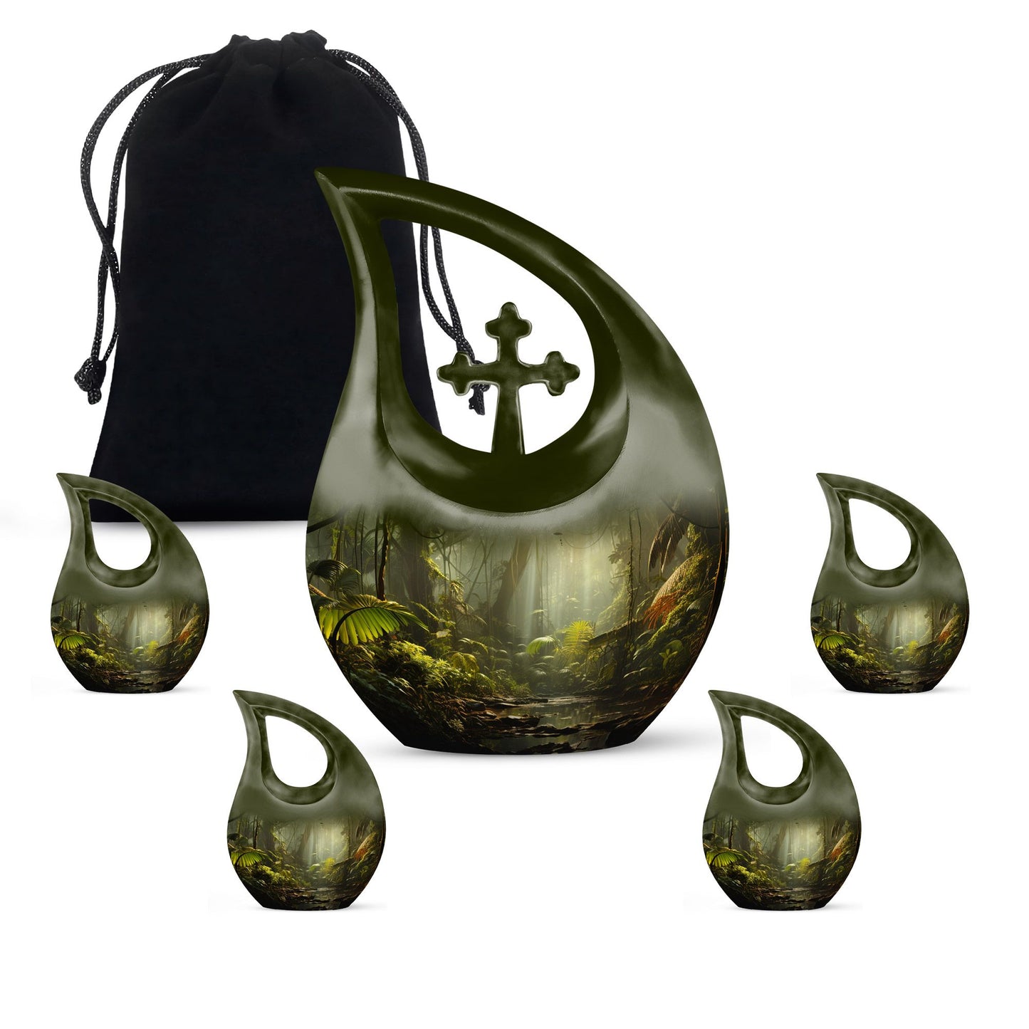 Wilderness Urn Cross Drop Design, 10-inch Burial Urn