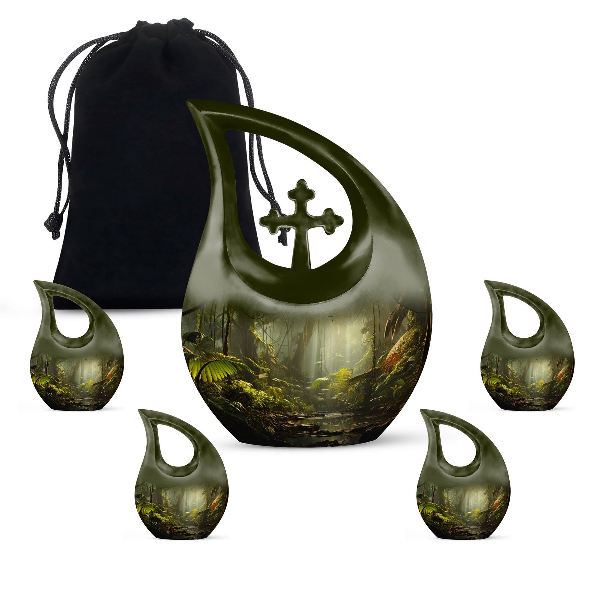 Wilderness Urn Cross Drop Design, 10-inch Burial Urn