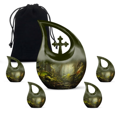 Wilderness Urn Cross Drop Design, 10-inch Burial Urn