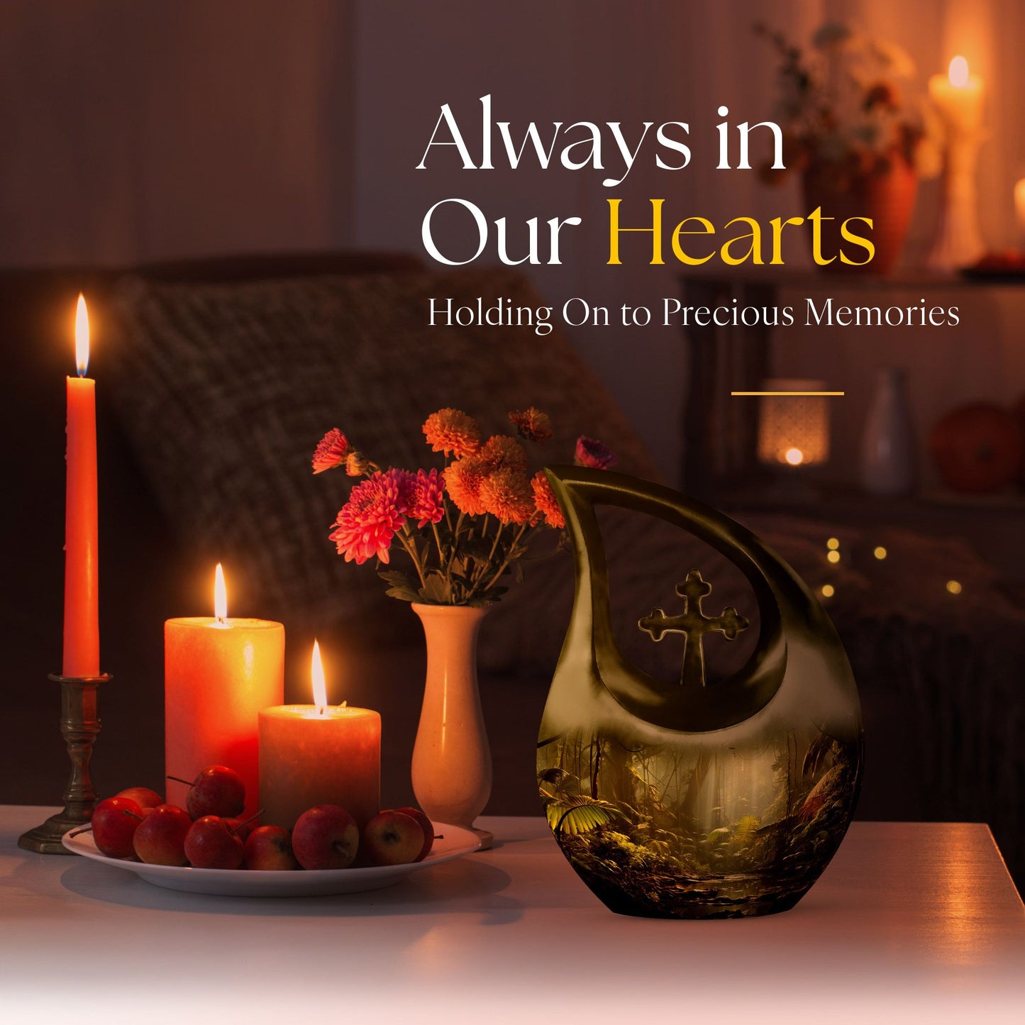 Wilderness Urn Cross Drop Design, 10-inch Burial Urn