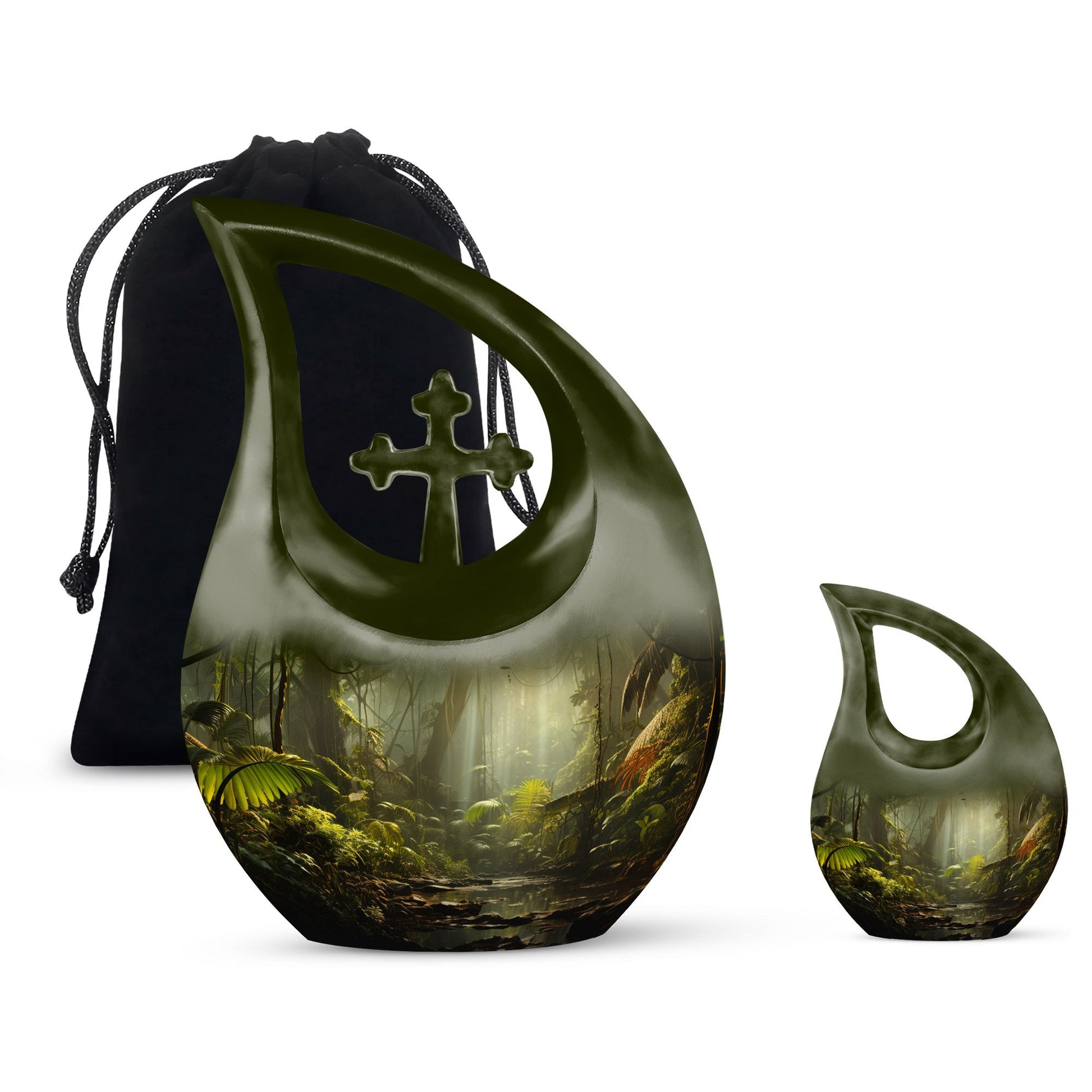 Wilderness Urn Cross Drop Design, 10-inch Burial Urn