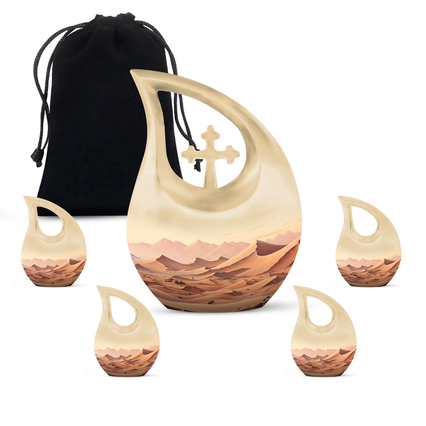 Cross drop designed Wilderness urn for men's ashes,