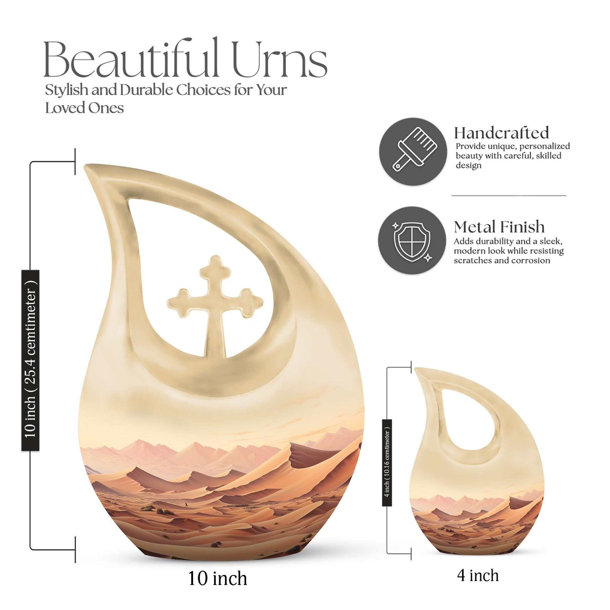 Cross drop designed Wilderness urn for men's ashes,