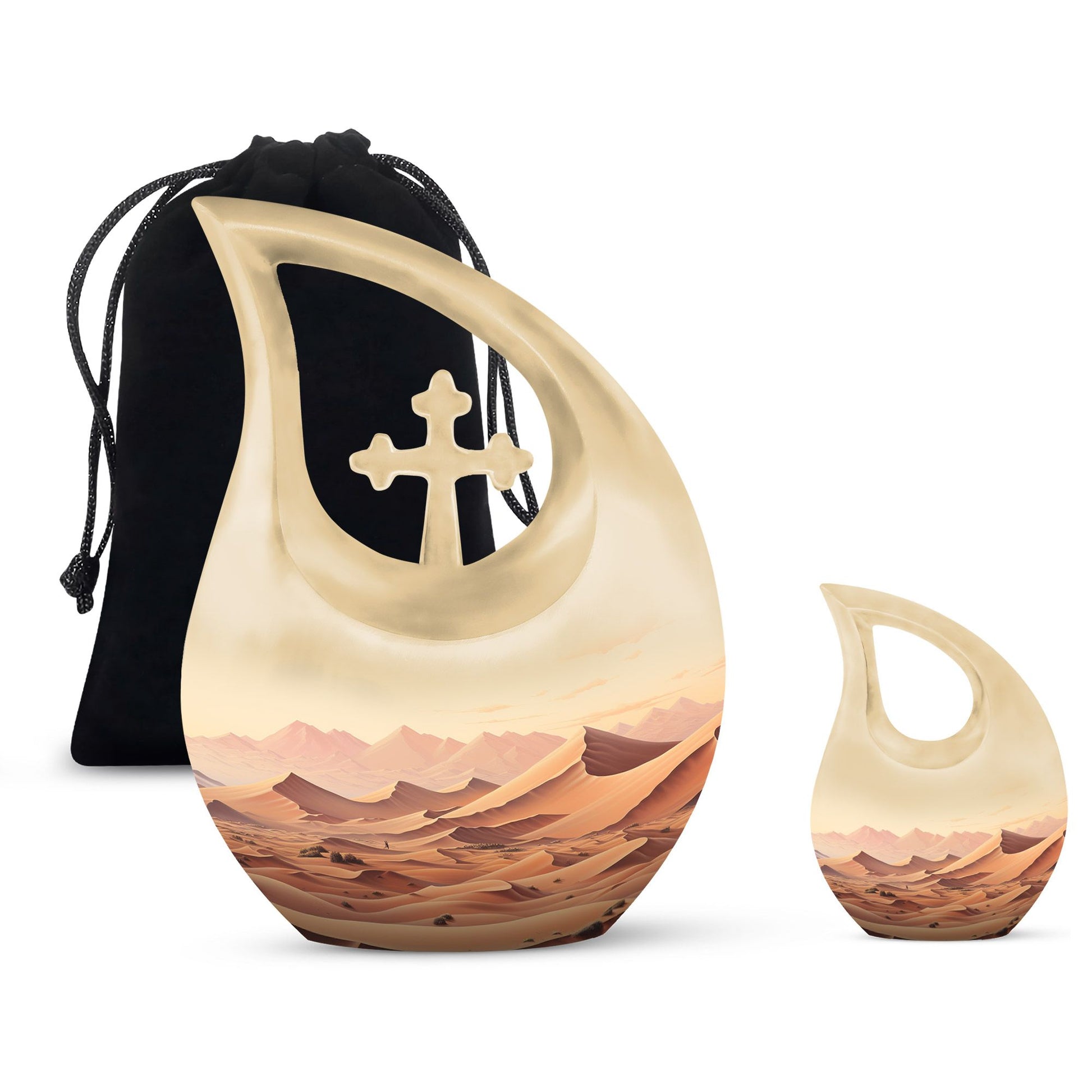 Cross drop designed Wilderness urn for men's ashes,