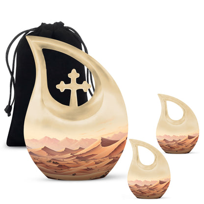 Cross drop designed Wilderness urn for men's ashes,