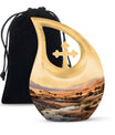 10 Inch Large Wilderness Urn with Cross Drop Design 