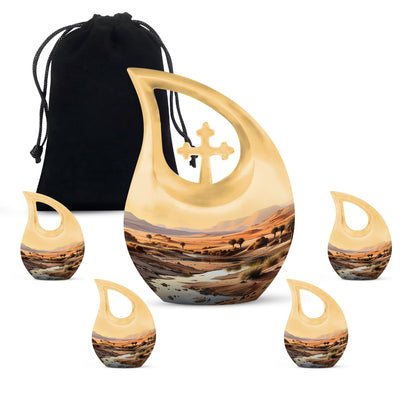 10 Inch Large Wilderness Urn with Cross Drop Design 