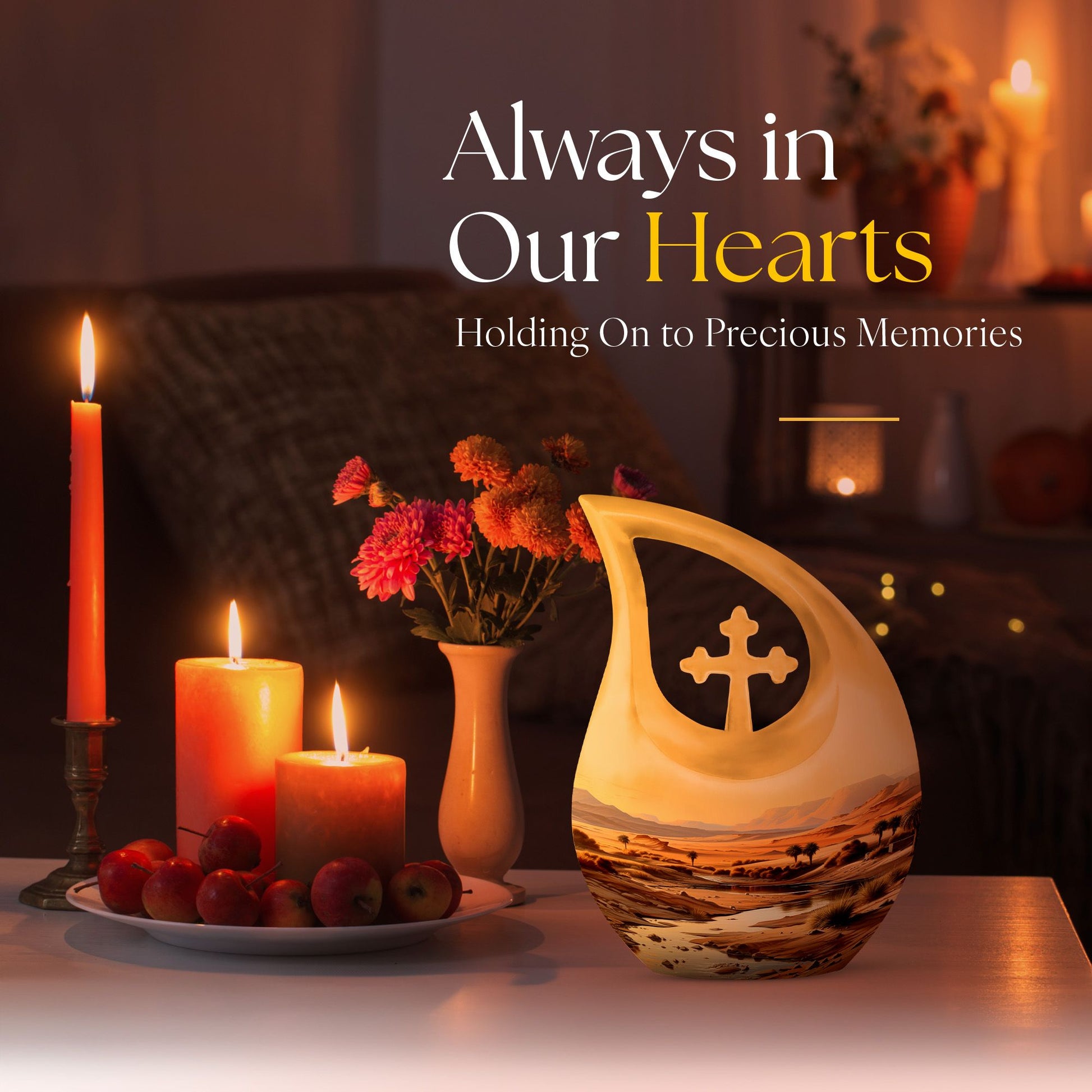 10 Inch Large Wilderness Urn with Cross Drop Design 