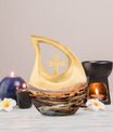 10 Inch Large Wilderness Urn with Cross Drop Design 
