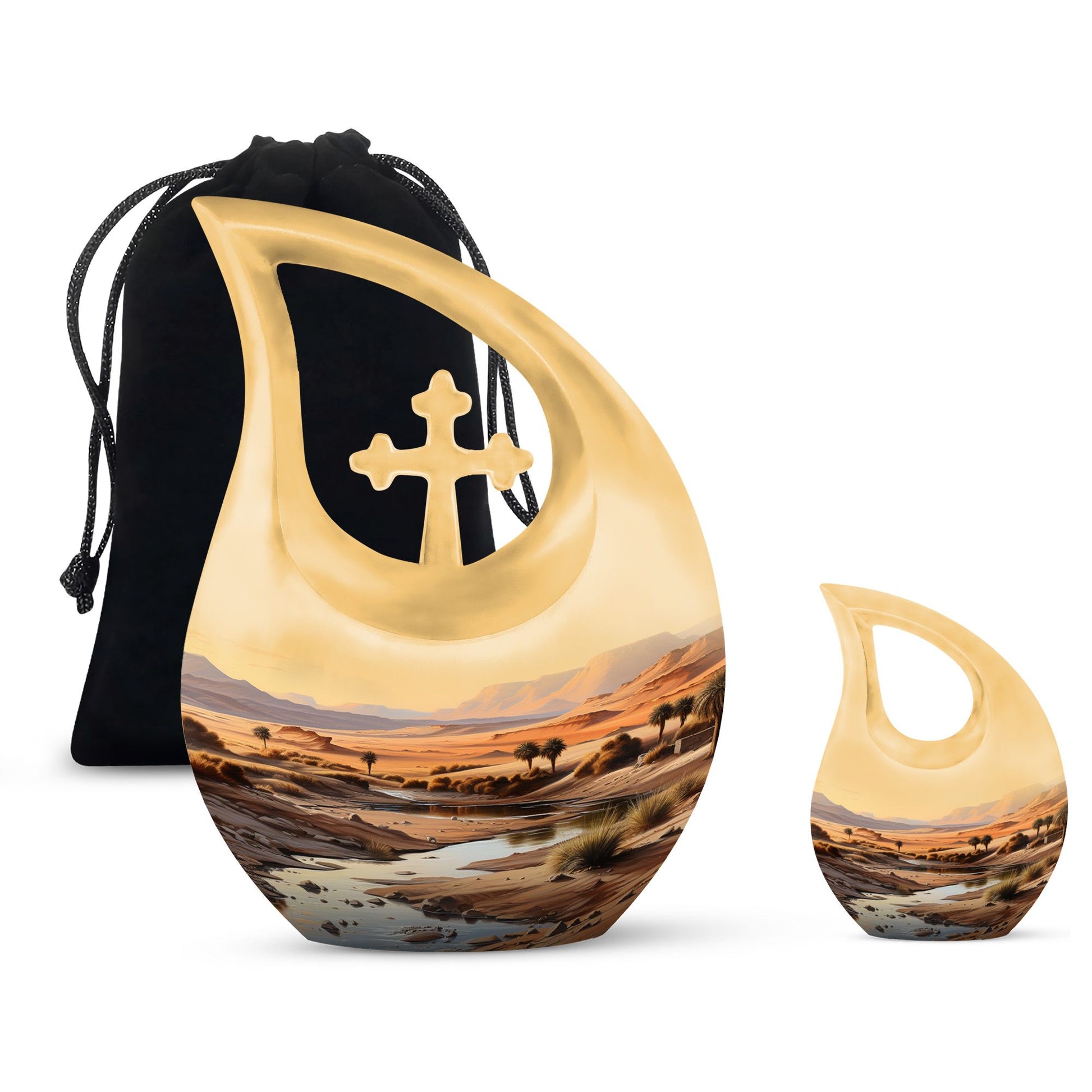 10 Inch Large Wilderness Urn with Cross Drop Design 