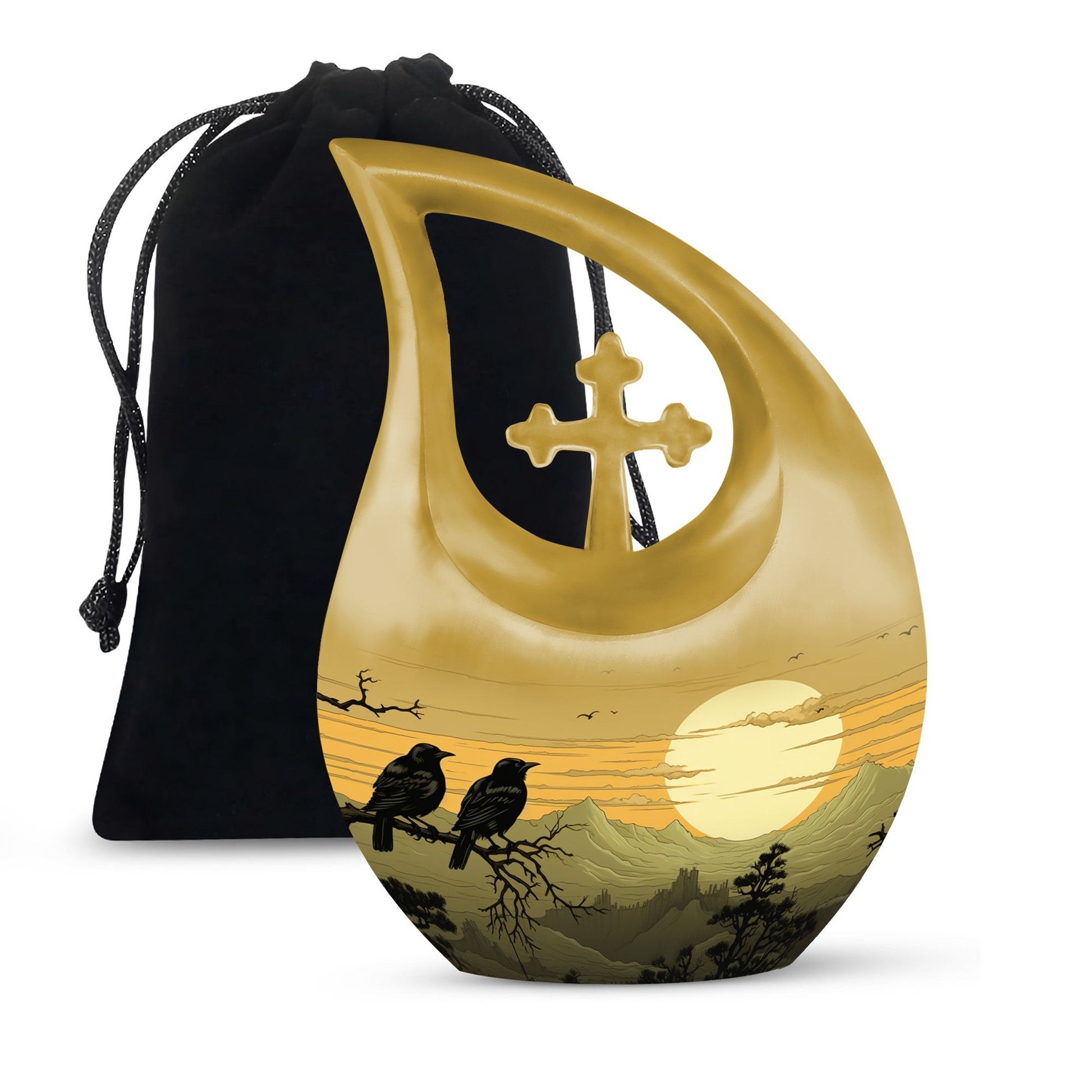 10-inch Wilderness Urn with Cross Drop Design 