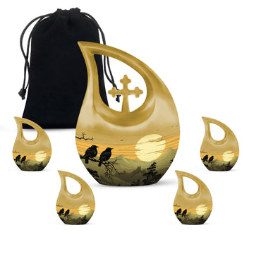 10 inch large Urn with 4 Keepsake 3 Inch Urns