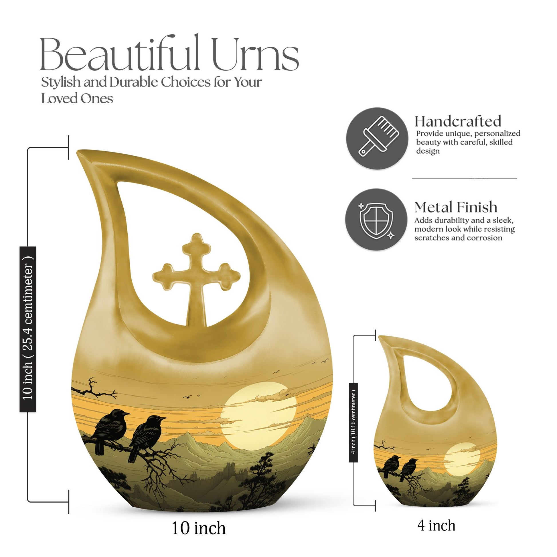 10-inch Wilderness Urn with Cross Drop Design 