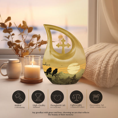 10-inch Wilderness Urn with Cross Drop Design 