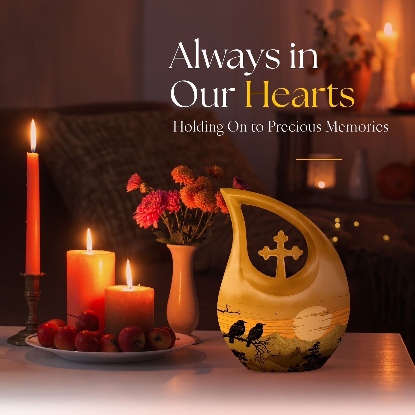 10-inch Wilderness Urn with Cross Drop Design 