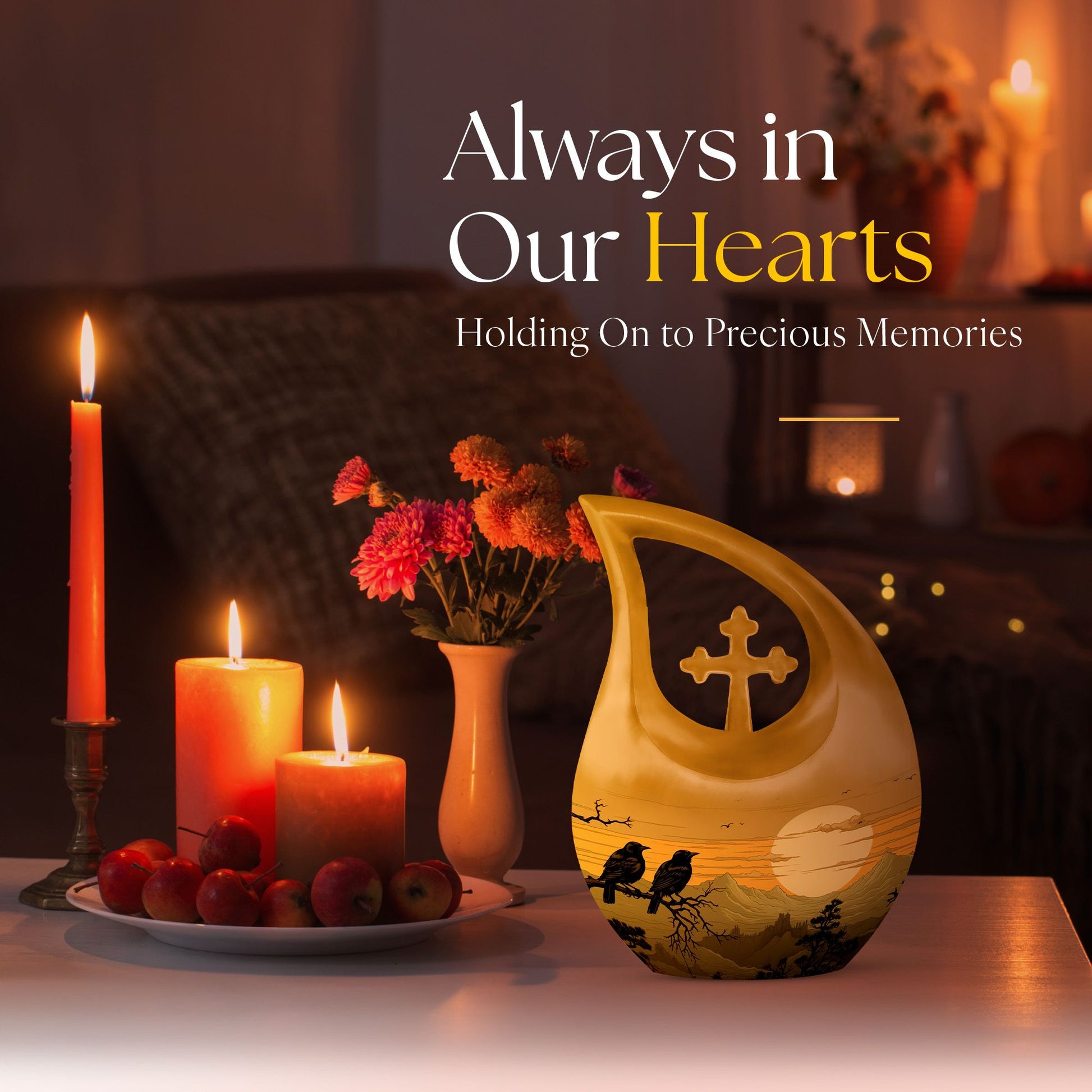 10-inch Wilderness Urn with Cross Drop Design 