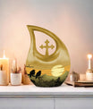 10-inch Wilderness Urn with Cross Drop Design 