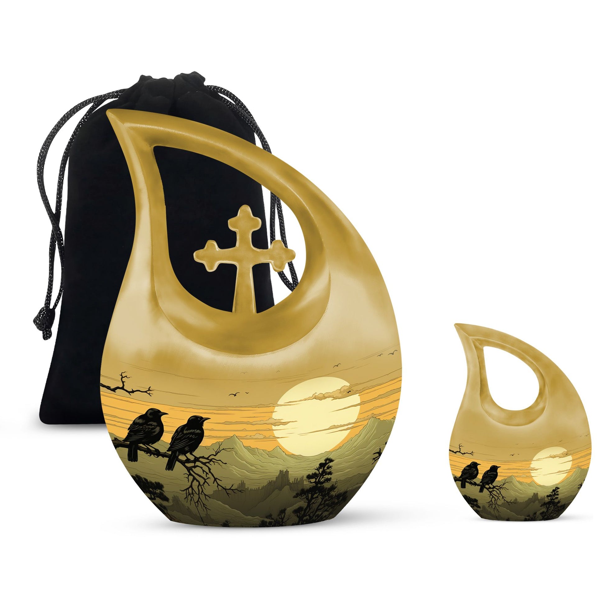 10-inch Wilderness Urn with Cross Drop Design 