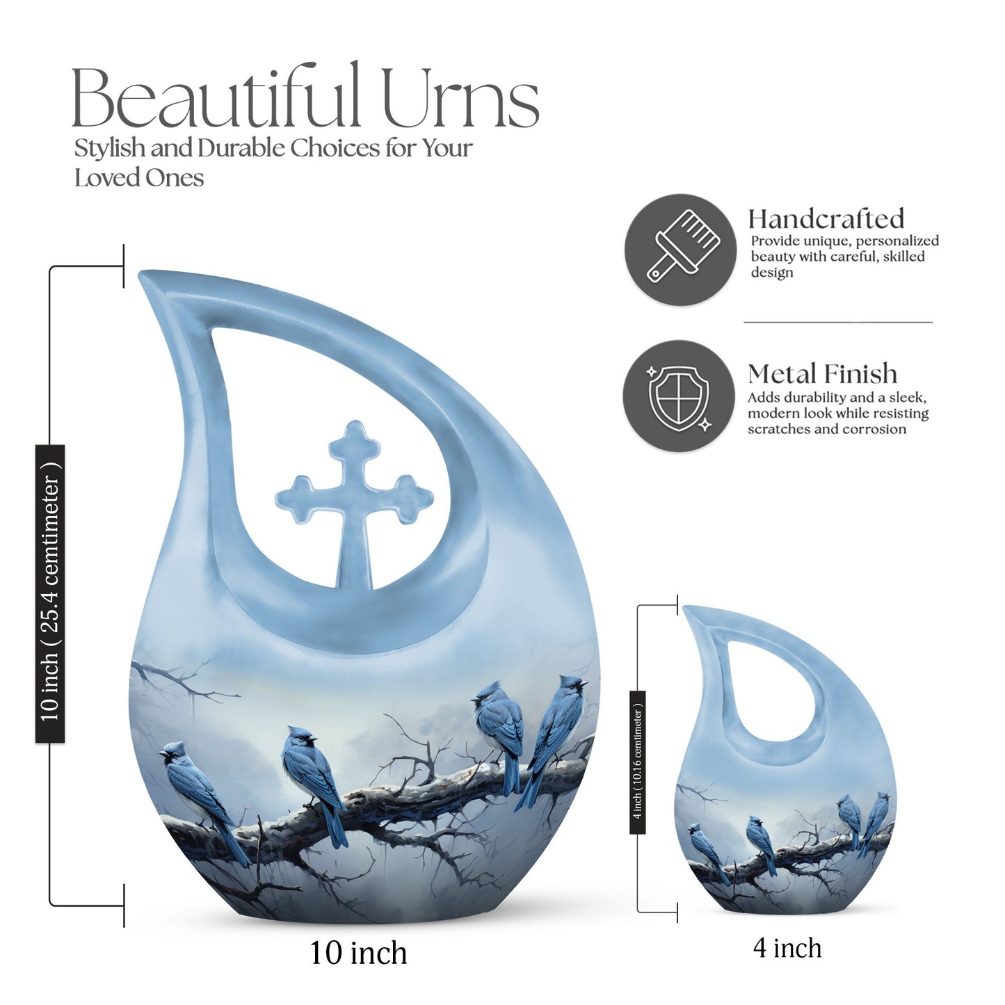 10-inch Wilderness Urn, Blue Cross Drop Design, 