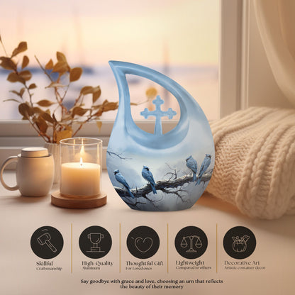 10-inch Wilderness Urn, Blue Cross Drop Design, 