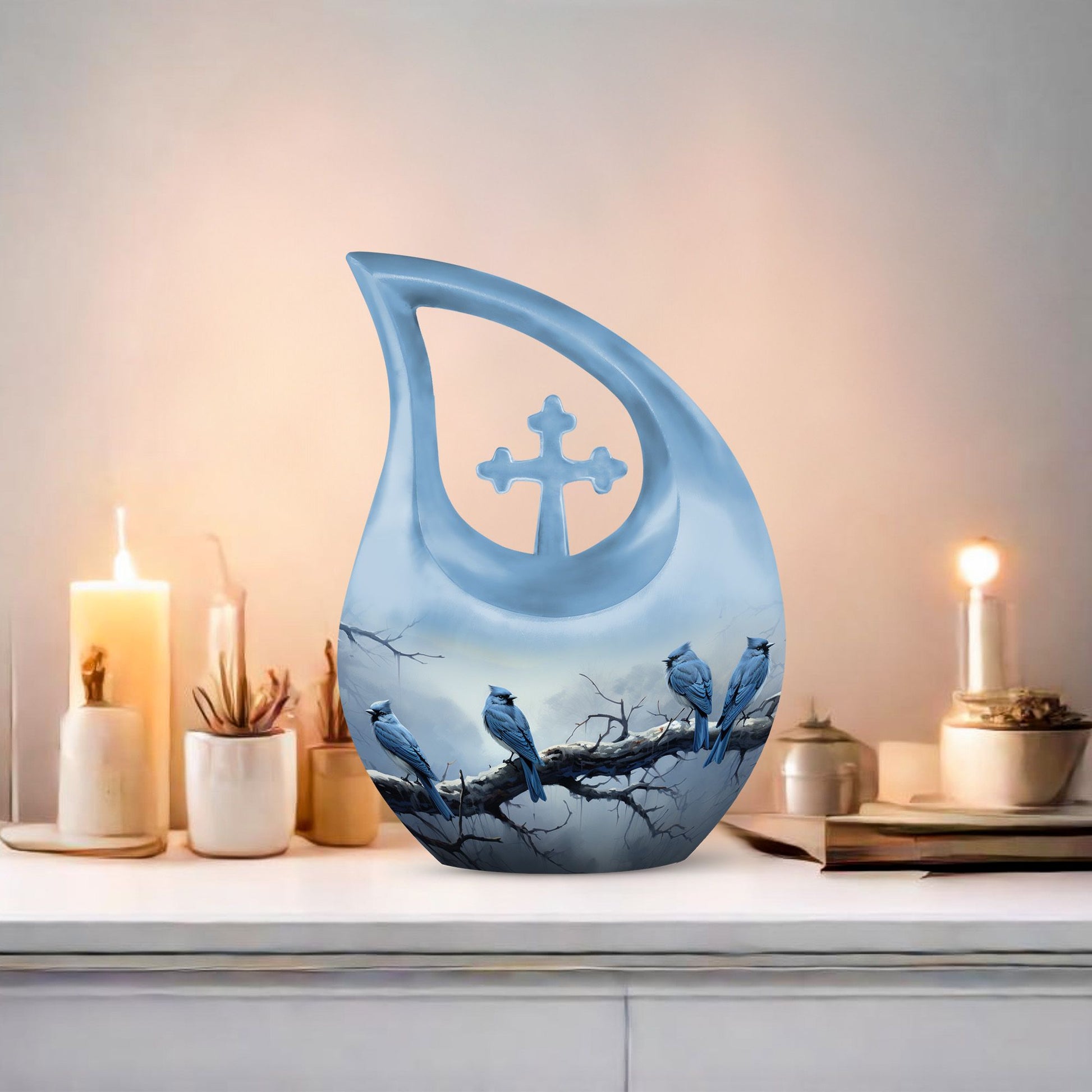 10-inch Wilderness Urn, Blue Cross Drop Design, 