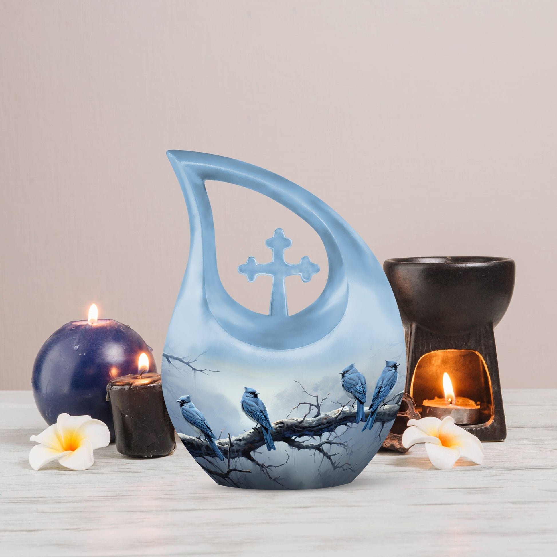 10-inch Wilderness Urn, Blue Cross Drop Design, 