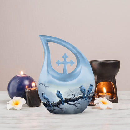10-inch Wilderness Urn, Blue Cross Drop Design, 