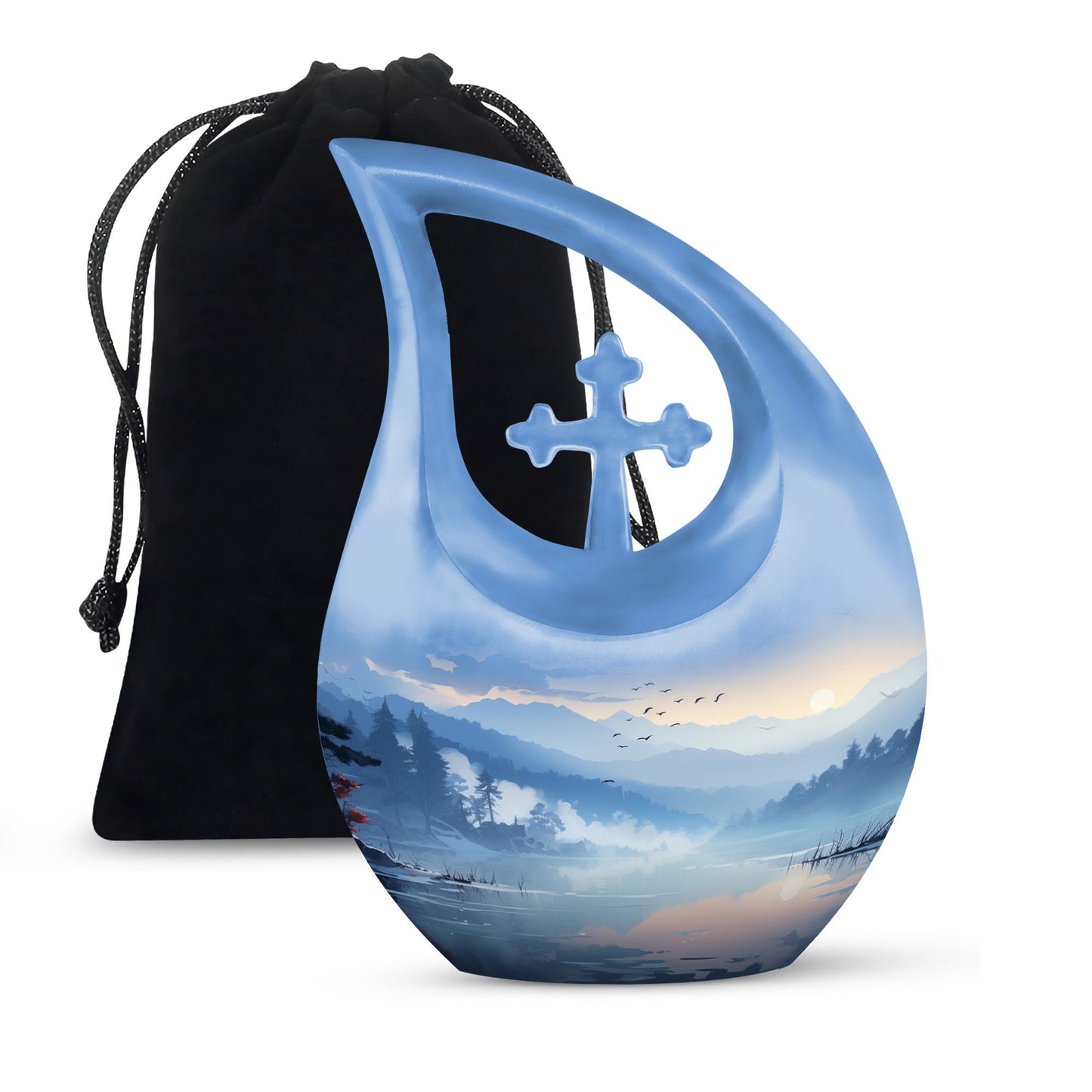 10-inch Wilderness Urn with Cross Drop design 