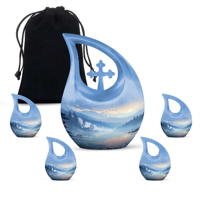 10-inch Wilderness Urn with Cross Drop design 