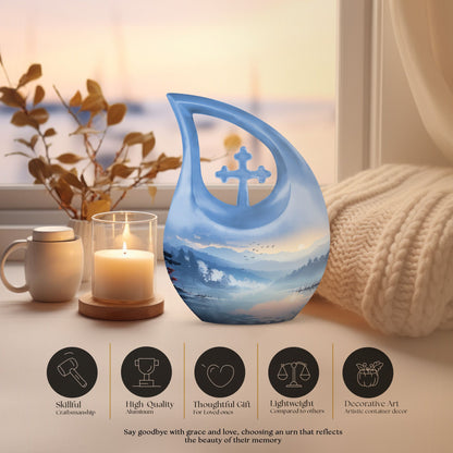 10-inch Wilderness Urn with Cross Drop design 