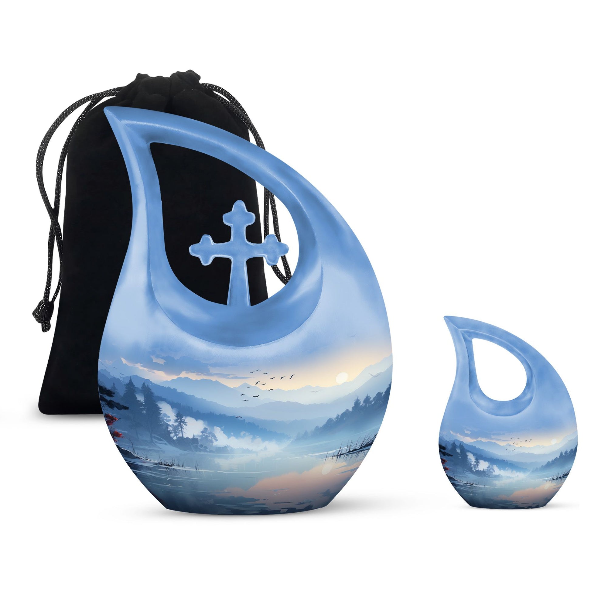 10-inch Wilderness Urn with Cross Drop design 