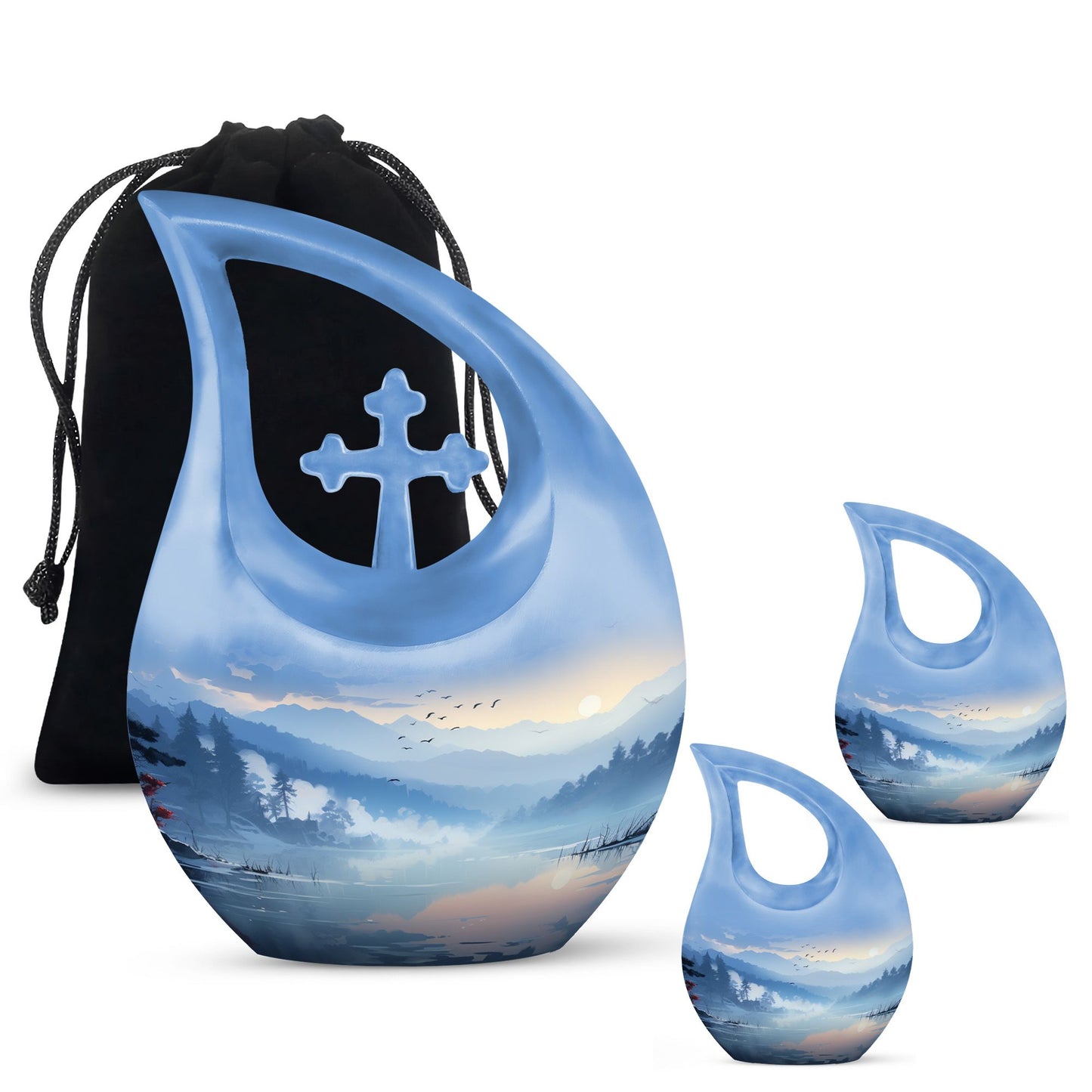 10-inch Wilderness Urn with Cross Drop design 