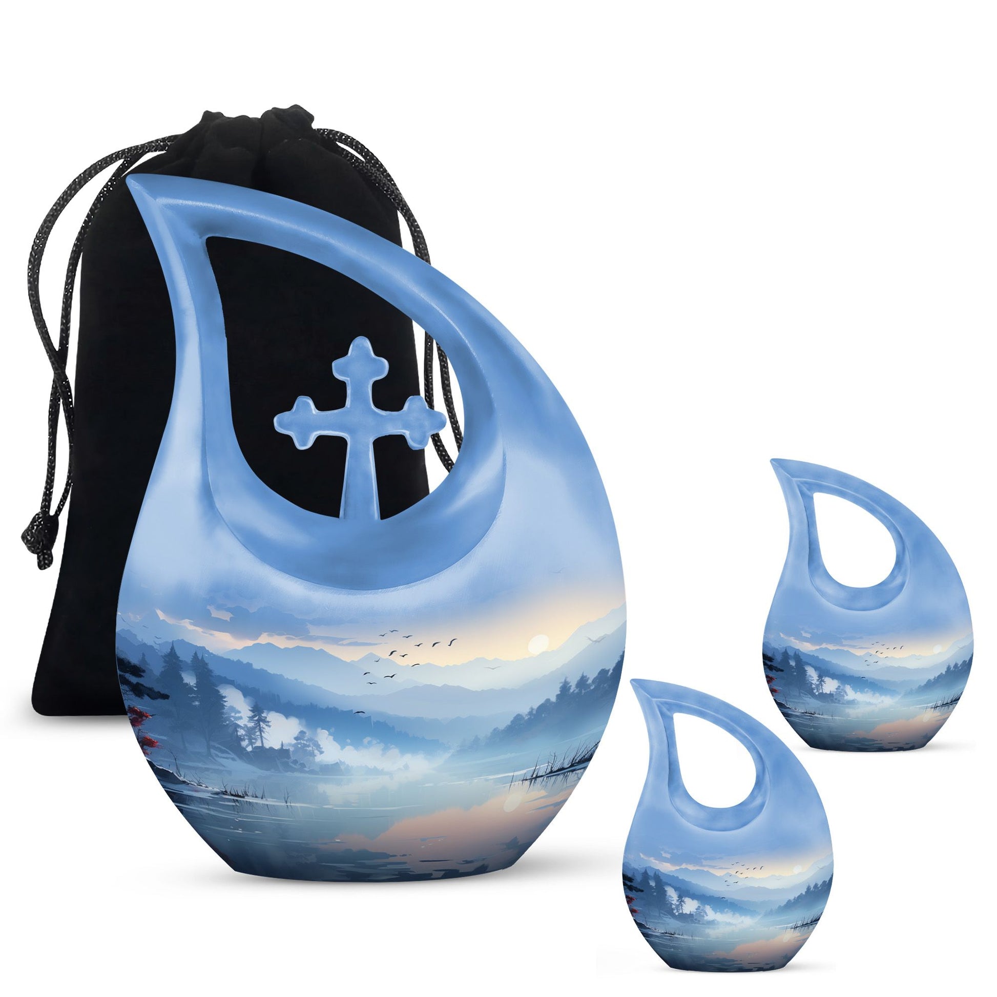 10-inch Wilderness Urn with Cross Drop design 