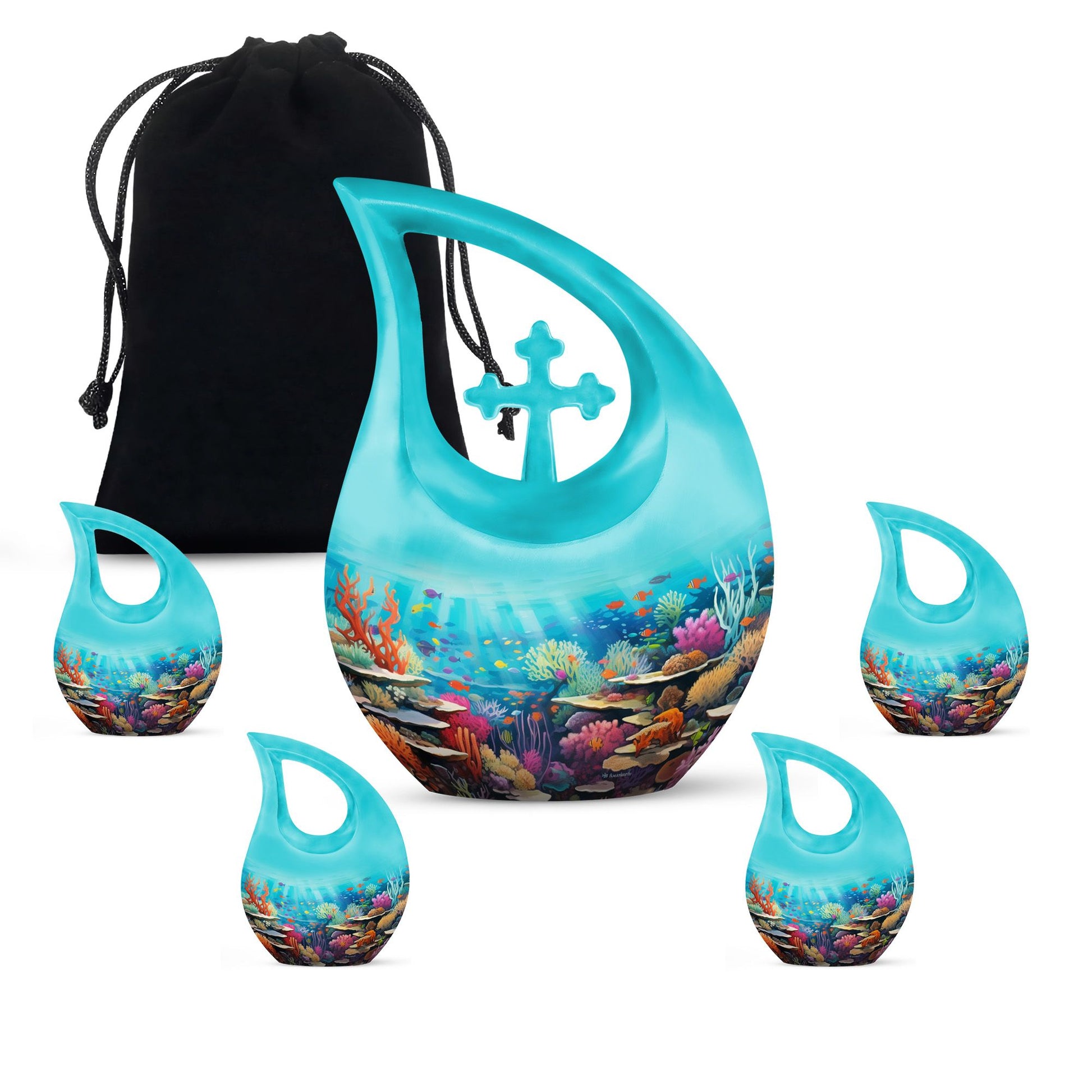 10 Inch Wilderness Urn, Cross Drop Design, Customizable, 